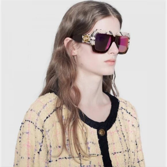 Gucci Oversized Havana Square Sunglasses GG04845 main image 7